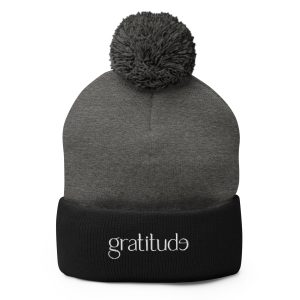 gratitude Pom-Pom Beanie - Gray/Black