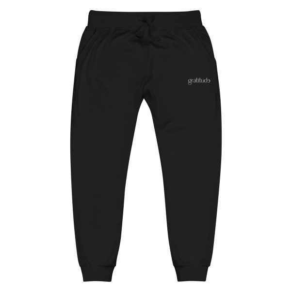 gratitude Unisex Fleece Sweatpants - Black - Image 4